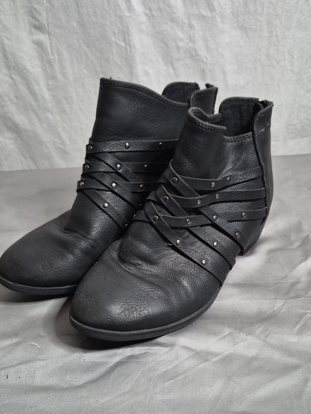 SO Black Studded Strap Ankle Boots